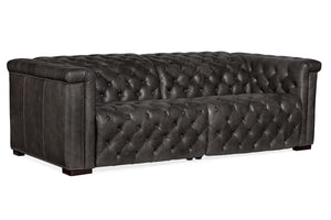 Bromley Gravel Chesterfield 88 Inch "Quick Ship" Wall Hugger Power Leather Reclining Sofa OUT OF STOCK UNTIL 1/18/22