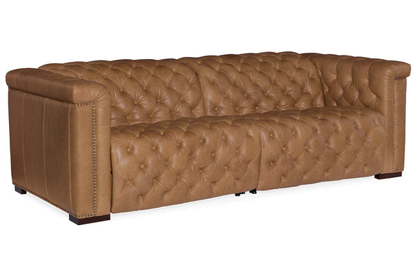 Bromley Coin Chesterfield 88 Inch "Quick Ship" Wall Hugger Power Leather Reclining Sofa - OUT OF STOCK UNTIL 12/24/2021