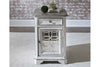 Image of Canterbury Antique White Chair Side Table With Single Drawer And Door Storage