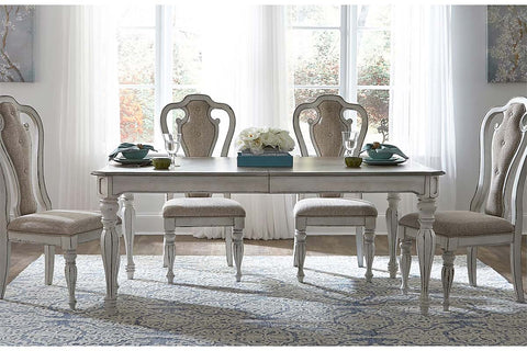 Canterbury 5 Piece Antique White Double Leaf Leg Table Dining Set