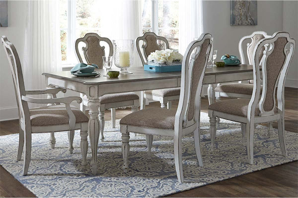 Canterbury 7 Piece Antique White Single Leaf Leg Table Dining Set