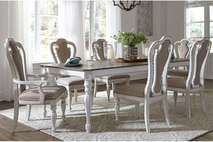 Canterbury 7 Piece Antique White Double Leaf Leg Table Dining Set