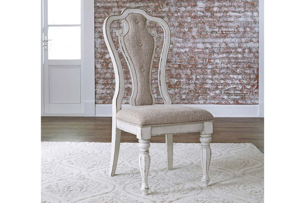 Canterbury 5 Piece Antique White Single Leaf Pedestal Table Dining Set