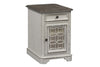 Image of Canterbury Antique White Chair Side Table With Single Drawer And Door Storage