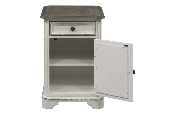Canterbury Antique White Chair Side Table With Single Drawer And Door Storage