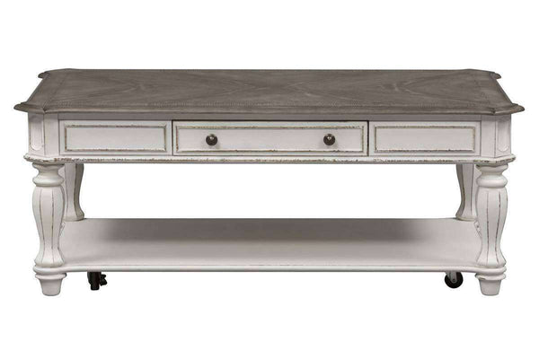 Canterbury Large Distressed Antique White Single Drawer Coffee Table With Shelf
