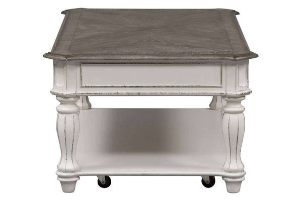 Canterbury Large Distressed Antique White Single Drawer Coffee Table With Shelf