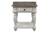 Image of Canterbury Antique White End Table With Single Drawer And Shelf
