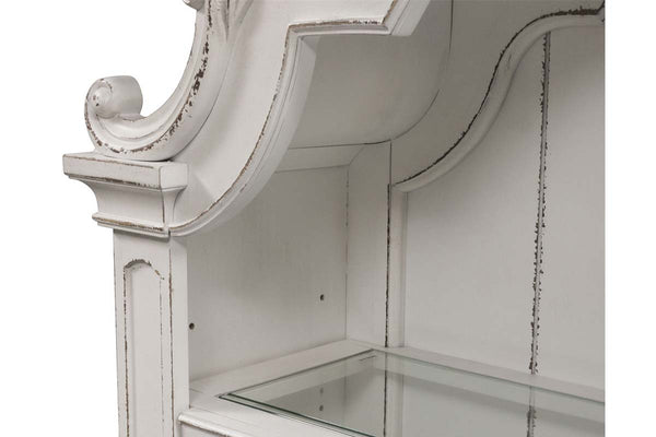 Canterbury Traditional Antique White Storage Dining Buffet With Lighted Hutch
