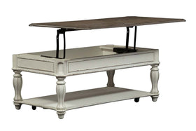 Canterbury Large Distressed Antique White Lift Top Coffee Table With Shelf