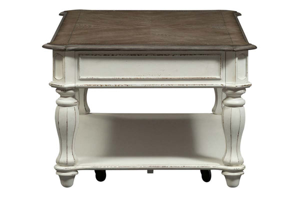 Canterbury Large Distressed Antique White Lift Top Coffee Table With Shelf