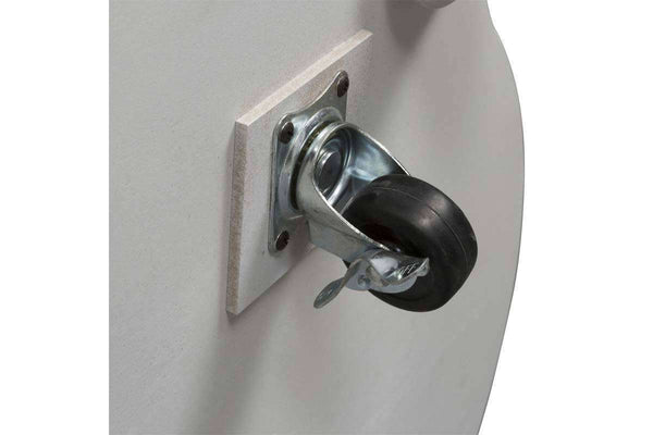 Canterbury Round Antique White Cocktail Table With Single Drawer And Shelf