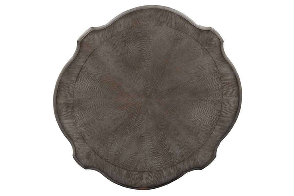 Canterbury Round Antique White Cocktail Table With Single Drawer And Shelf