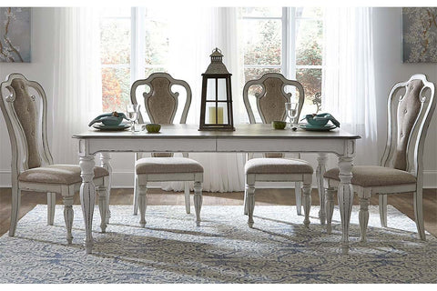 Canterbury 5 Piece Antique White Single Leaf Leg Table Dining Set