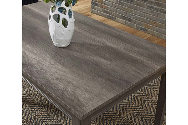 Carson 6 Piece Rectangular Leg Table Dining Set In Greystone Finish With Upholstered Chairs And Dining Bench