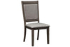 Image of Carson 6 Piece Rectangular Leg Table Dining Set In Greystone Finish With Upholstered Chairs And Dining Bench