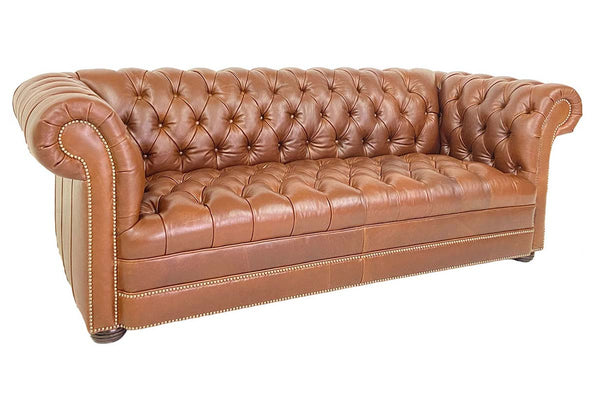 Chesterfield 93 Inch Tufted Leather Sleeper Sofa