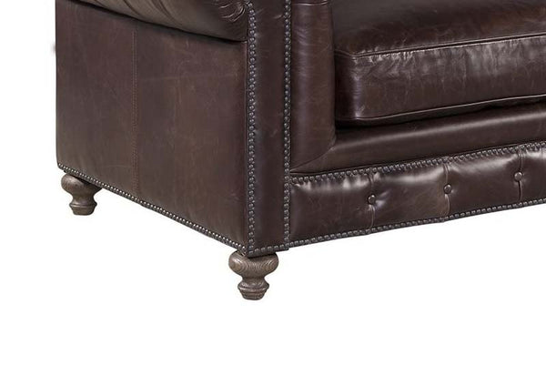 Cornelius 118" Inch "Quick Ship" Tufted Leather Chesterfield Sofa