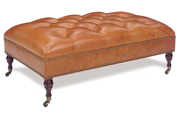 Crispin 48 Inch Rectangular Deep Button Tufted Ottoman With Nailhead Trim