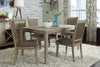 Image of Cyrus 5 Piece Rectangular Leg Table Dining Set In Sandstone Finish With Upholstered Back Side Chairs