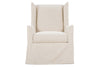 Image of Della Tall Wing Back Swivel Slipcovered Accent Chair With Sloping Arms