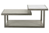 Image of Delta Modern Metal And Wood Rectangular Coffee Table With Carrara Marble Insert