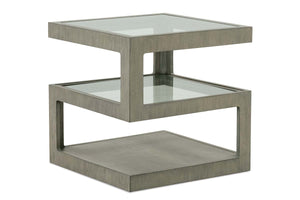 Delta Modern Wood Square End Table With Tempered Glass Shelves