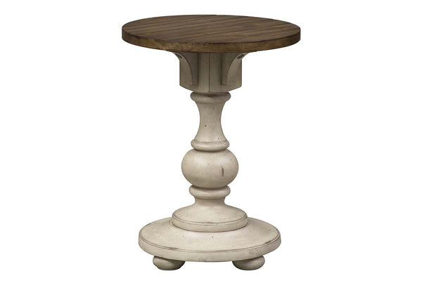 Dorchester Antique White With Tobacco Accents Round Chair Side Table