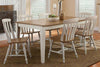 Image of Dover Driftwood White With Sand Top 7 Piece Rectangular Leg Table Set With Slat Back Chairs