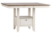 Image of Dover Driftwood White With Sand Top 5 Piece Gathering Leg Table Set With Slat Back Chairs