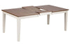 Image of Dover Driftwood White With Sand Top 6 Piece Rectangular Leg Table Set With Slat Back Chairs And Bench