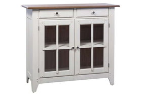Dover Driftwood White With Sand Top Glass Door Storage Dining Buffet
