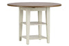 Image of Dover Driftwood White With Sand Top 3 Piece Round Drop Leaf Leg Table Set With X Back Chairs