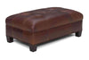 Image of Emerson 44 Inch Long Button Tufted Leather Upholstered Coffee Table Ottoman