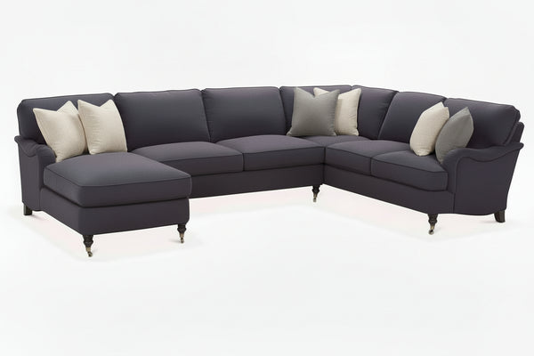 Fabric Sectional Sofa Kristen Fabric Pillow Back English Arm Sectional Sofa With Chaise (As Configured)