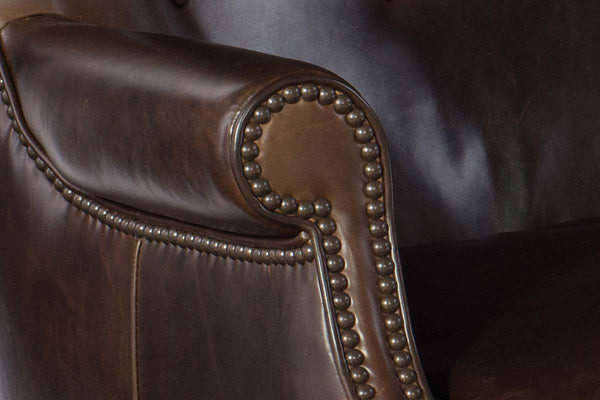 Farrow Event "Quick Ship" Leather Wingback Accent Chair With Button Back