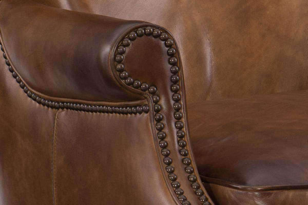 Farrow Pawn "Quick Ship" Light Leather Button Wingback Accent Chair