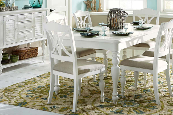 Freeport Oyster White 5 Piece Rectangular Leg Dining Table Set With Padded Splat Back Chairs
