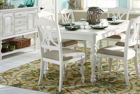 Freeport Oyster White 5 Piece Rectangular Leg Dining Table Set With Padded Splat Back Chairs