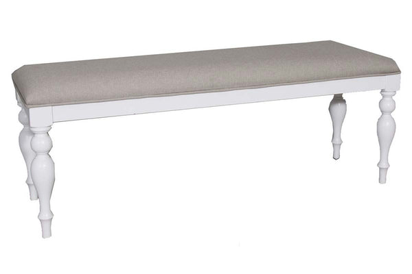 Freeport Oyster White 6 Piece Leg Dining Table Set With Padded Splat Back Chairs And Bench