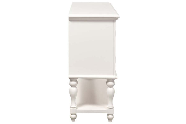 Freeport Oyster White Storage Dining Server Buffet With Louvered Panel Accents