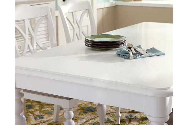 Freeport Oyster White 7 Piece Rectangular Leg Dining Table Set With Padded Splat Back Chairs