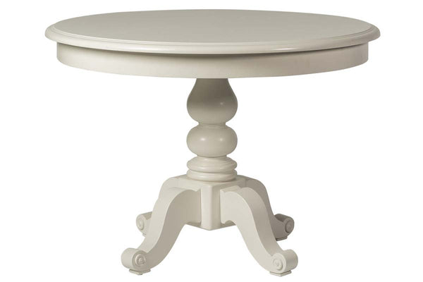 Freeport Oyster White 5 Piece Round Oval Pedestal Dining Table Set With Padded Splat Back Chairs