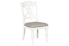 Image of Freeport Oyster White 6 Piece Leg Dining Table Set With Padded Slat Back Chairs And Bench