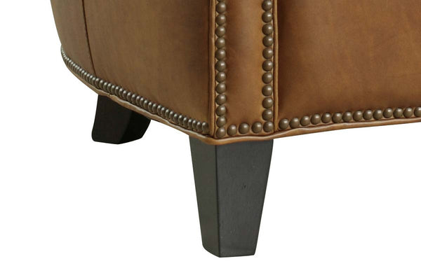 Gallagher "Quick Ship" Traditional Tufted Back Leather Accent Chair With Nail Trim
