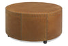 Image of Garrett 39 Inch Round Leather Drum Ottoman With Nails