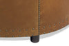 Image of Garrett 39 Inch Round Leather Drum Ottoman With Nails