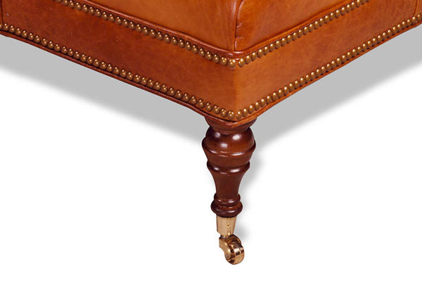 Garth 32 Inch Square Deep Button Tufted Ottoman With Nailhead Trim