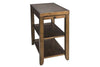 Image of Grant Nutmeg Finish Chair Side Table With Pull Out Drink Shelf And Two Lower Shelves