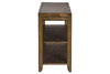 Image of Grant Nutmeg Finish Chair Side Table With Pull Out Drink Shelf And Two Lower Shelves
